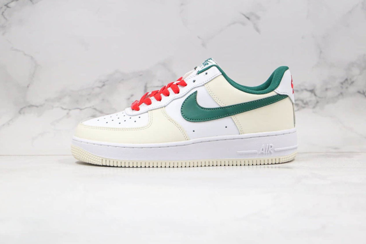 Nike Air Force 1 Low Women's Shoes FF0902-012 - White/Beige/Green/Red, 80 characters.
